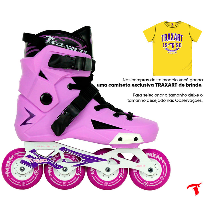 Patins Revolt Lilás com Base Branca - 80mm ABEC-9