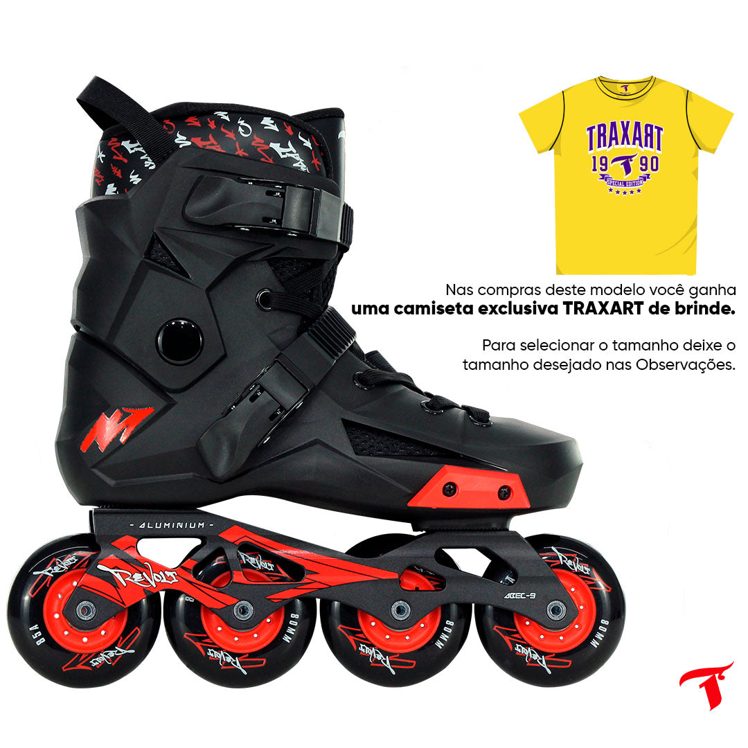 Patins Revolt Preto com Rodas Pretas - 80mm ABEC-9
