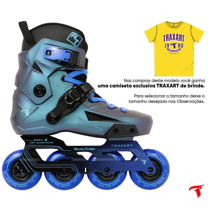 Patins Revolt Turbo Metallic Azul - 80mm ABEC-9 Cromo