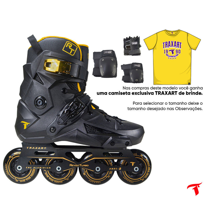 Patins Revolt Turbo Gold + Protetor DG-300