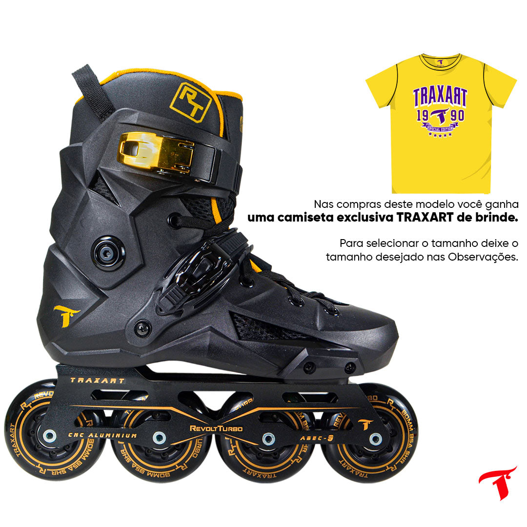 Patins Revolt Turbo Black Gold - 80mm ABEC-9 Cromo