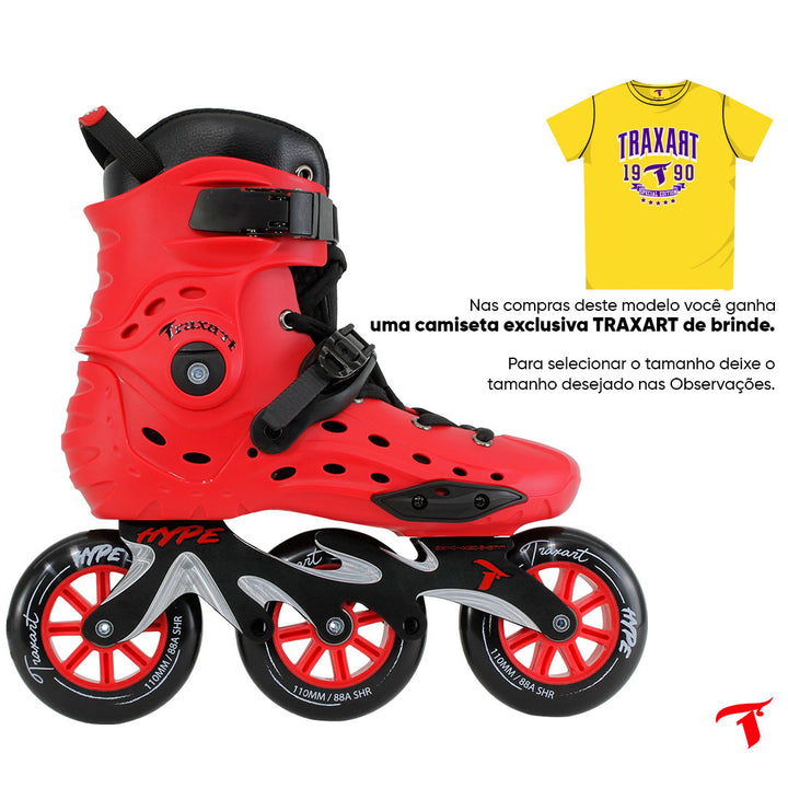 Patins Hype Vermelho - 110mm ABEC-9 Cromo