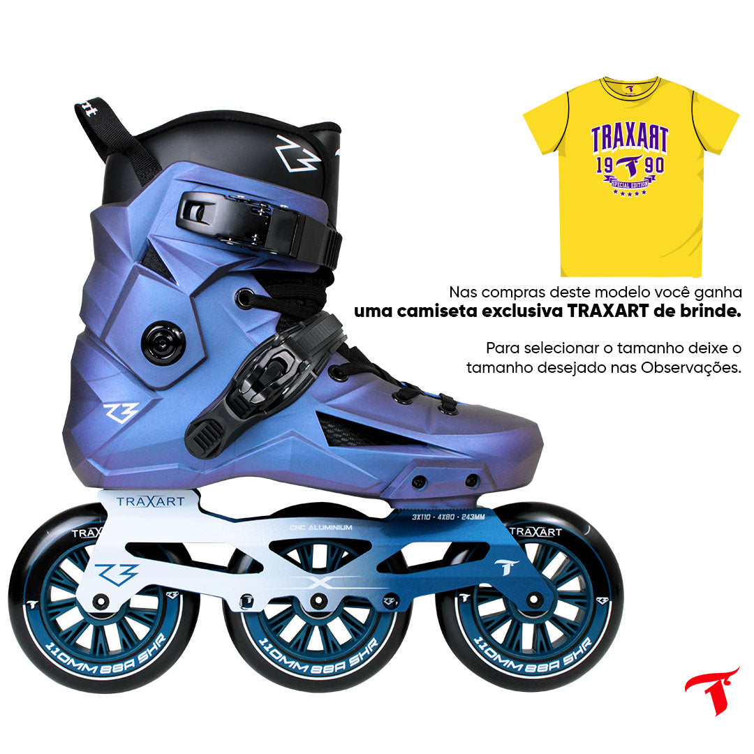 Patins New Revolt R3 Azul Holográfico - 110mm ABEC-9 Cromo