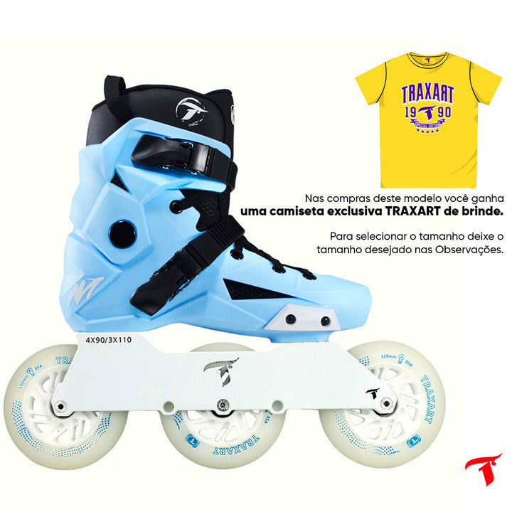 Patins Revolt Azul Claro + Base Solid + Rodas LED 110mm