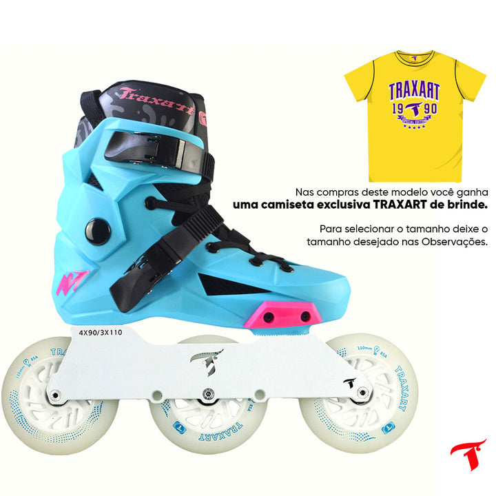 Patins Revolt Azul + Base Solid + Rodas LED 110mm