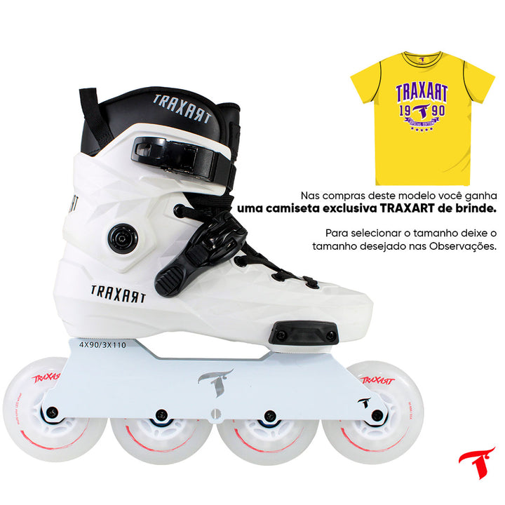 Patins Custom Branco + Base Solid + Rodas Multicolor 90mm