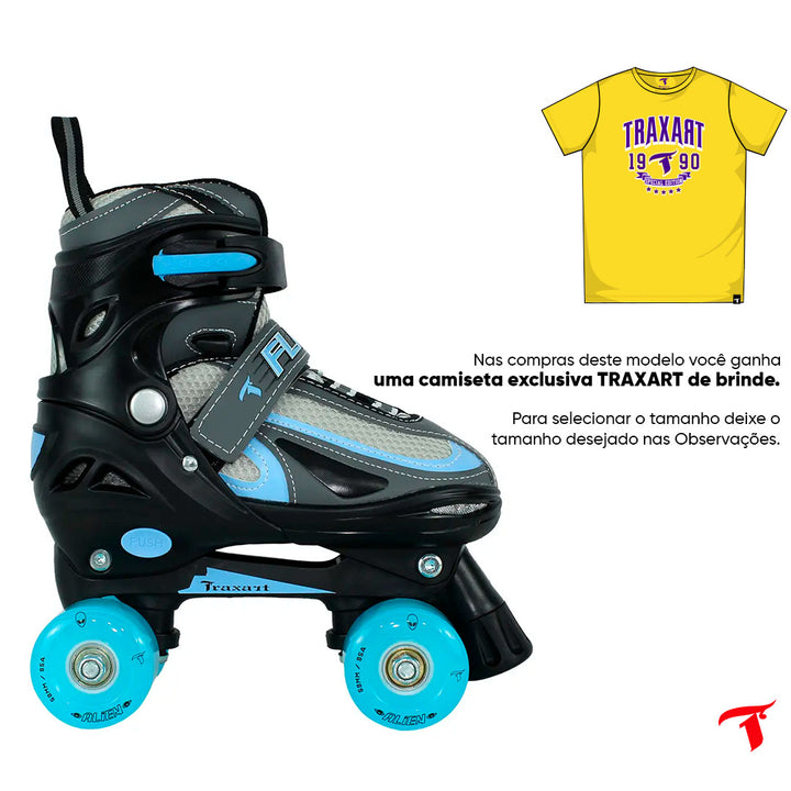 Patins Infantil Flash Azul com Rodas de Led - 58mm/85A