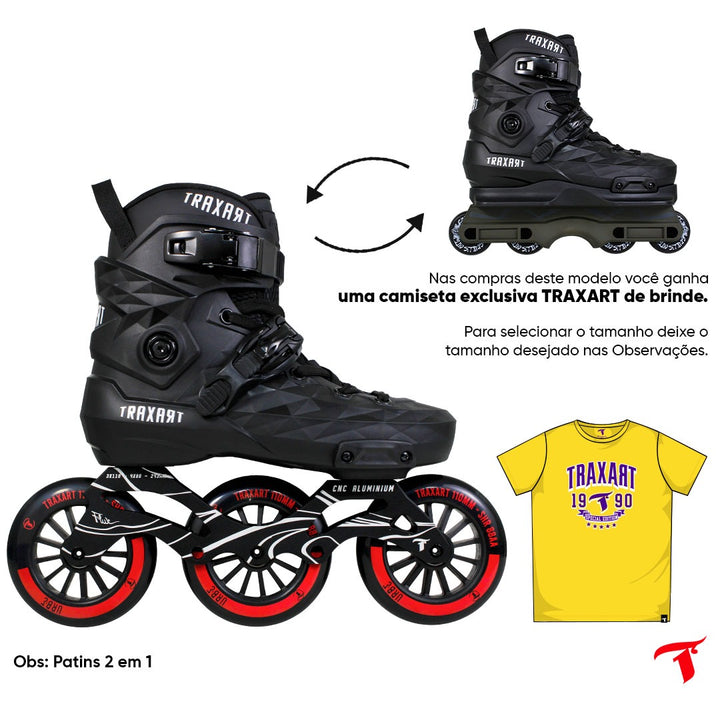 Patins Custom Preto 2 em 1 - Freestyle ou Street