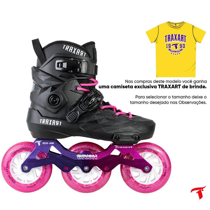 Patins Custom + Base Híbrida Orion + Rodas LED Pink 110mm