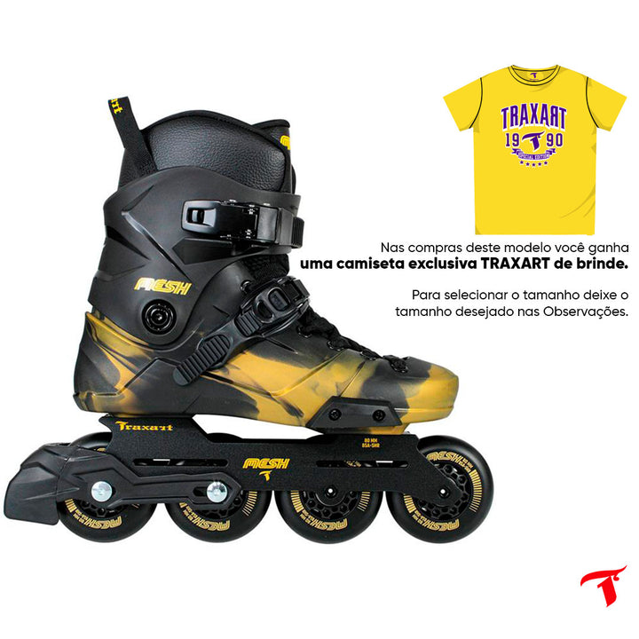 Patins Mesh Black com Freio - 80mm ABEC-9 Cromo