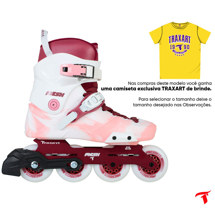 Patins Mesh Branco com Freio - 80mm ABEC-9 Cromo