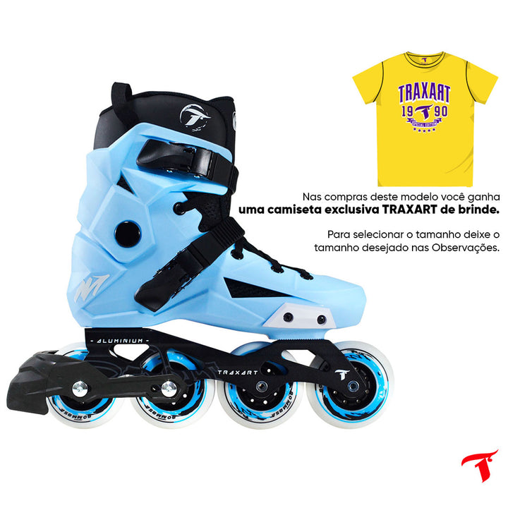 Patins Revolt Azul Claro com Freio - 80mm ABEC-9