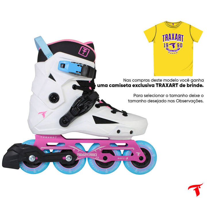 Patins Revolt Turbo Branco com Freio - 80mm ABEC-9 Cromo