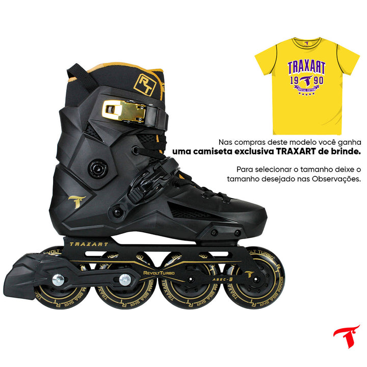 Patins Revolt Turbo Black com Freio - 80mm ABEC-9 Cromo