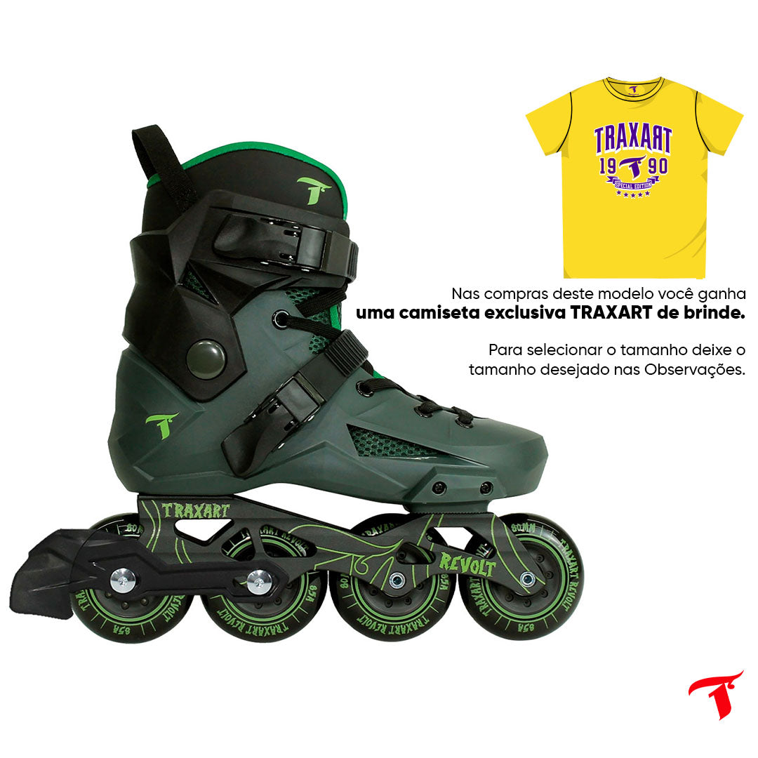 Patins Revolt Verde com Freio - 80mm ABEC-9 | Traxart