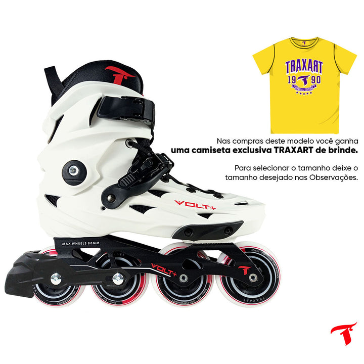 Patins Volt + 2.0 Branco com Freio - 80mm ABEC-9