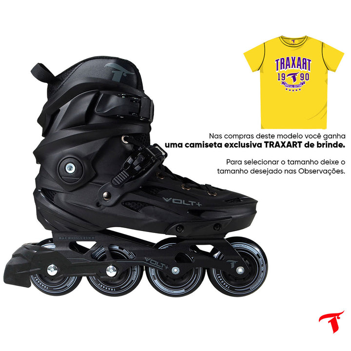 Patins Volt + 2.0 Preto com Freio - 80mm ABEC-9