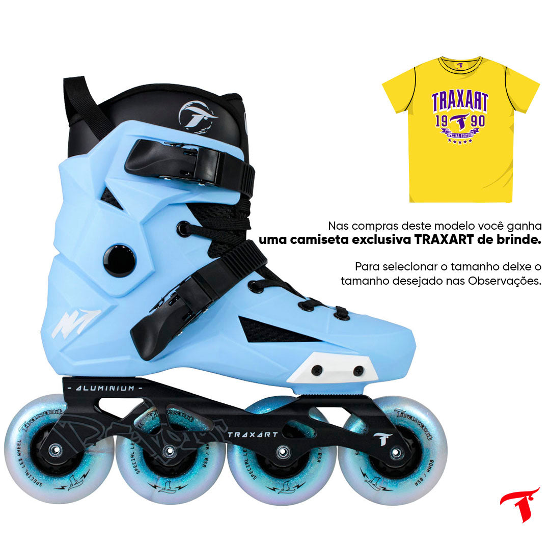 Patins Revolt Azul Claro com Rodas LED