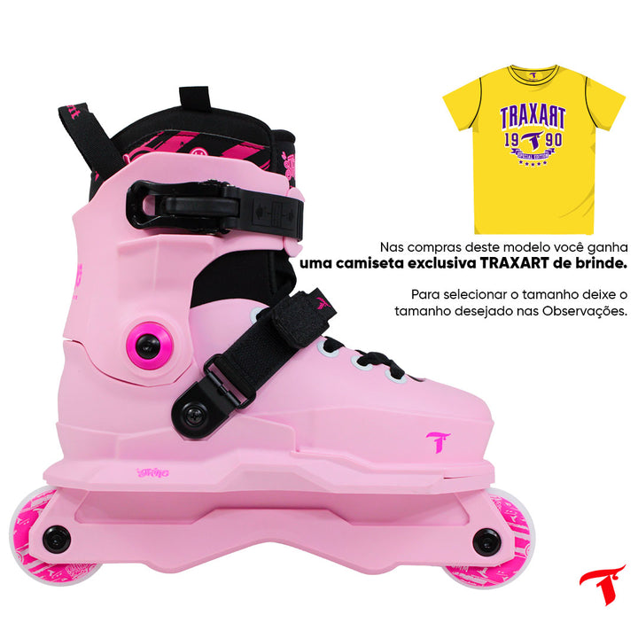 Patins Infantil Profissional Strike Rosa - 58mm ABEC-9