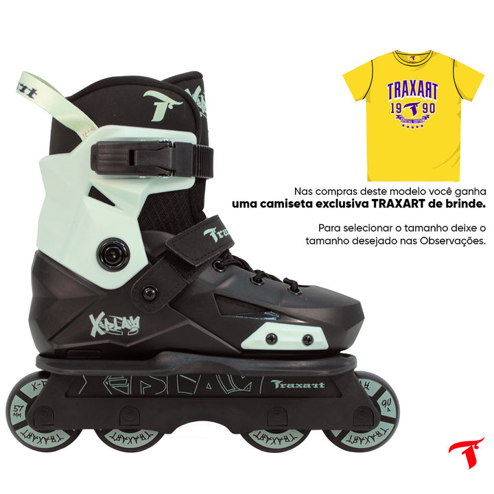 Patins Infantil X-Play Preto e Verde - 57mm ABEC-9 Cromo