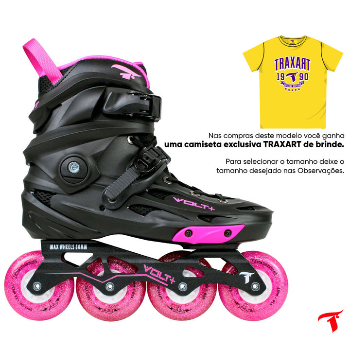 Patins Volt + 2.0 Rosa + Roda de LED Pink 80mm/85A