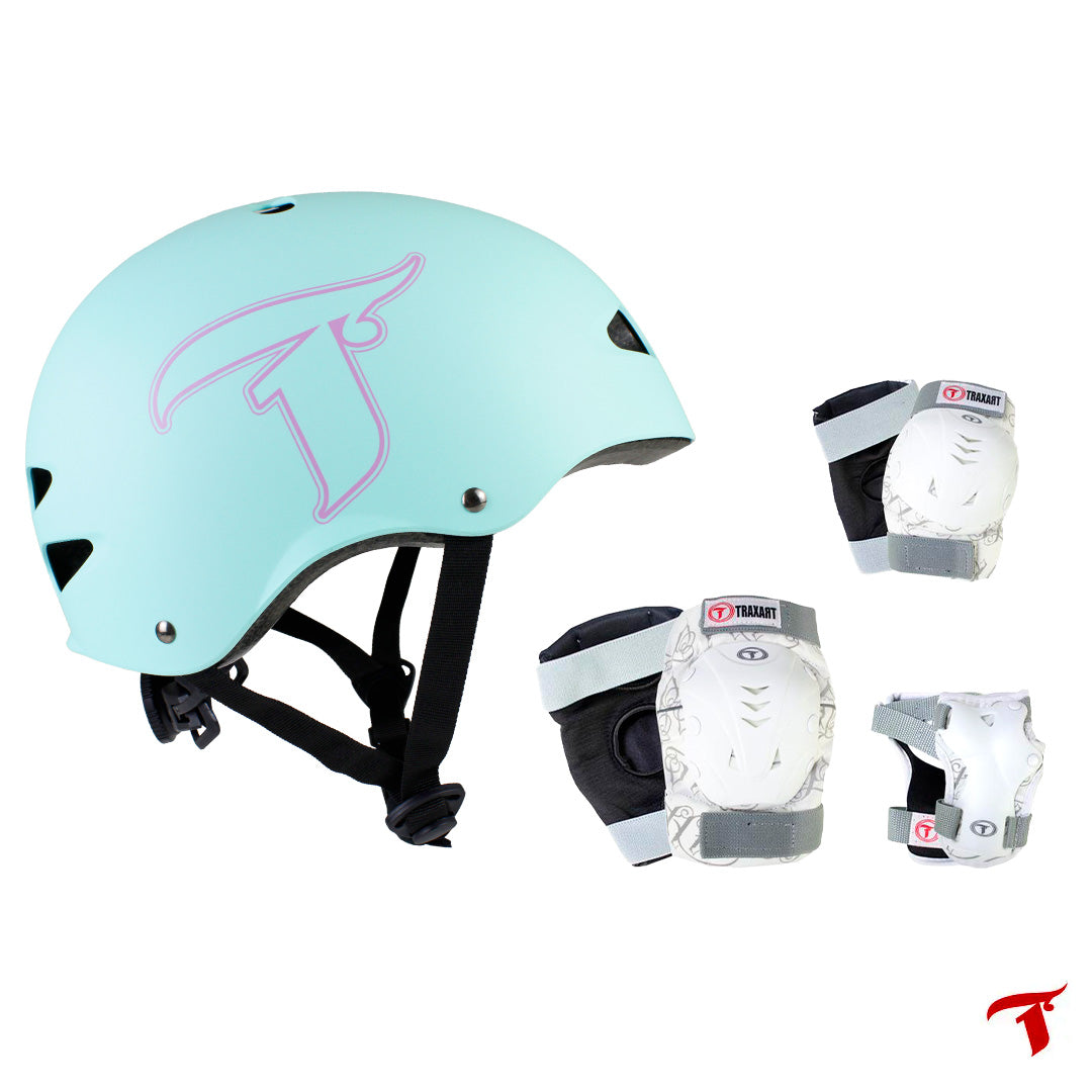 Kit Capacete de Micro Ajuste Basic Teal + Proteção DK-619
