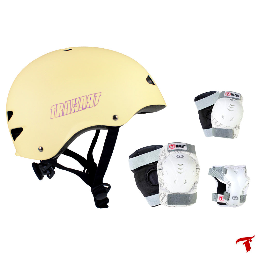 Kit Capacete de Micro Ajuste GALAXY Amarelo + Proteção DK-619