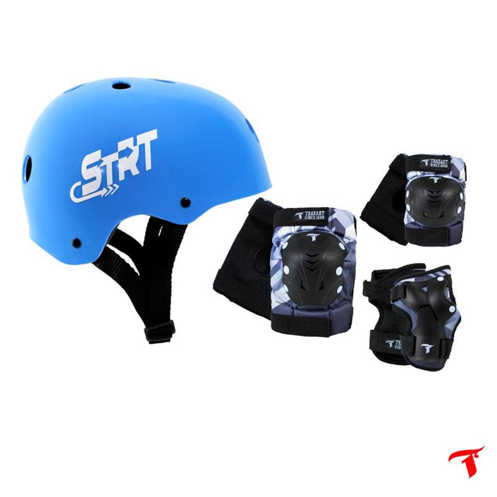 Kit Capacete STRT Azul Claro + Proteção GC-088 Azul