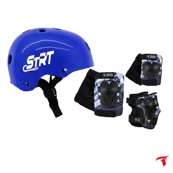 Kit Capacete STRT Azul Royal + Proteção GC-088 Azul