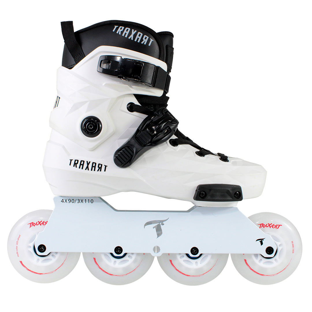 Patins Custom Branco + Base Solid + Rodas Multicolor 90mm