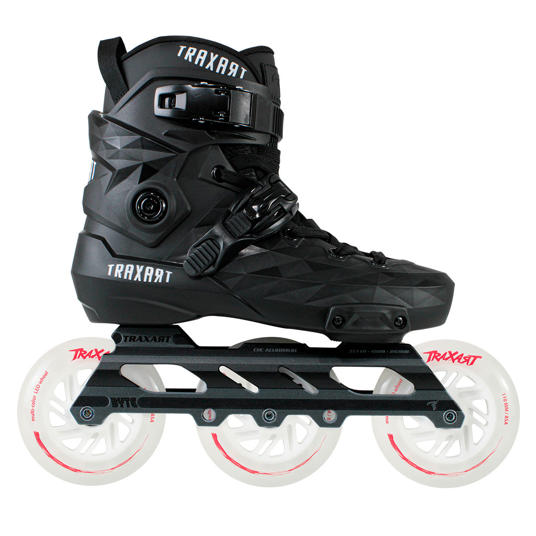Patins Custom Preto + Base Byte + Rodas Multicolor 110mm