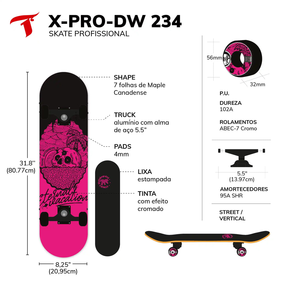 Skate X-Pro Pink Tropical DW-234
