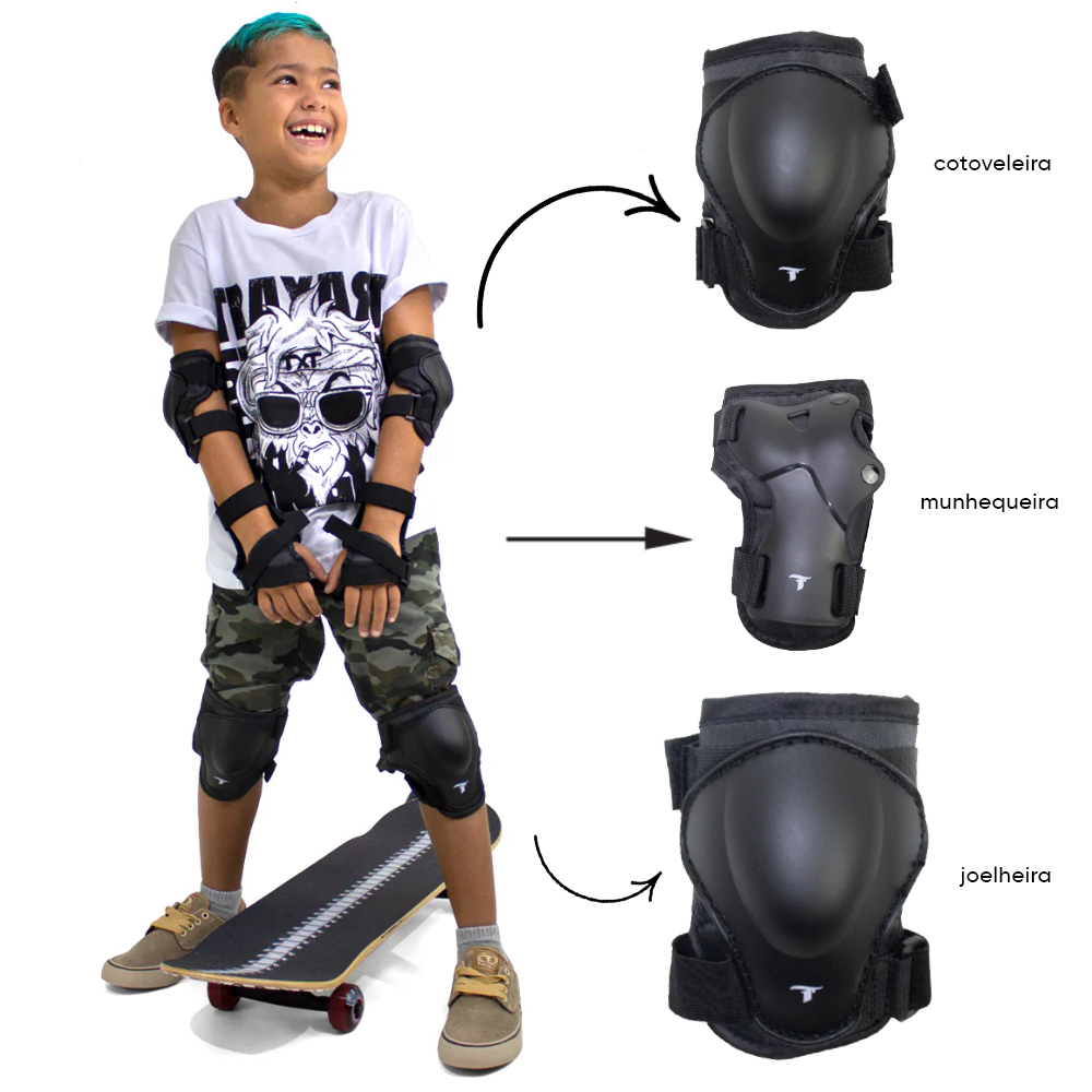 Kit Protetor Infanto Juvenil Preto - DY-144