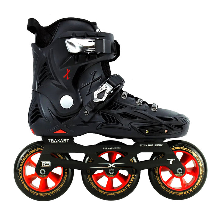 Patins Dynamix Preto V2 + Base Híbrida + Rodas High Performance 110mm