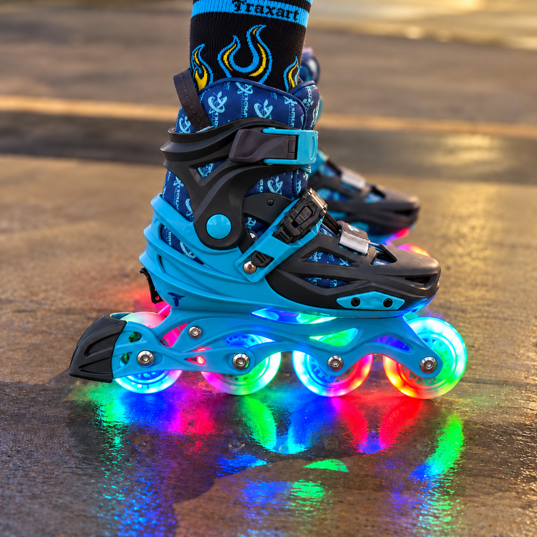 Patins Infantil X-light Azul com Rodas de LED - 68/70mm ou 70/72mm ABEC-9