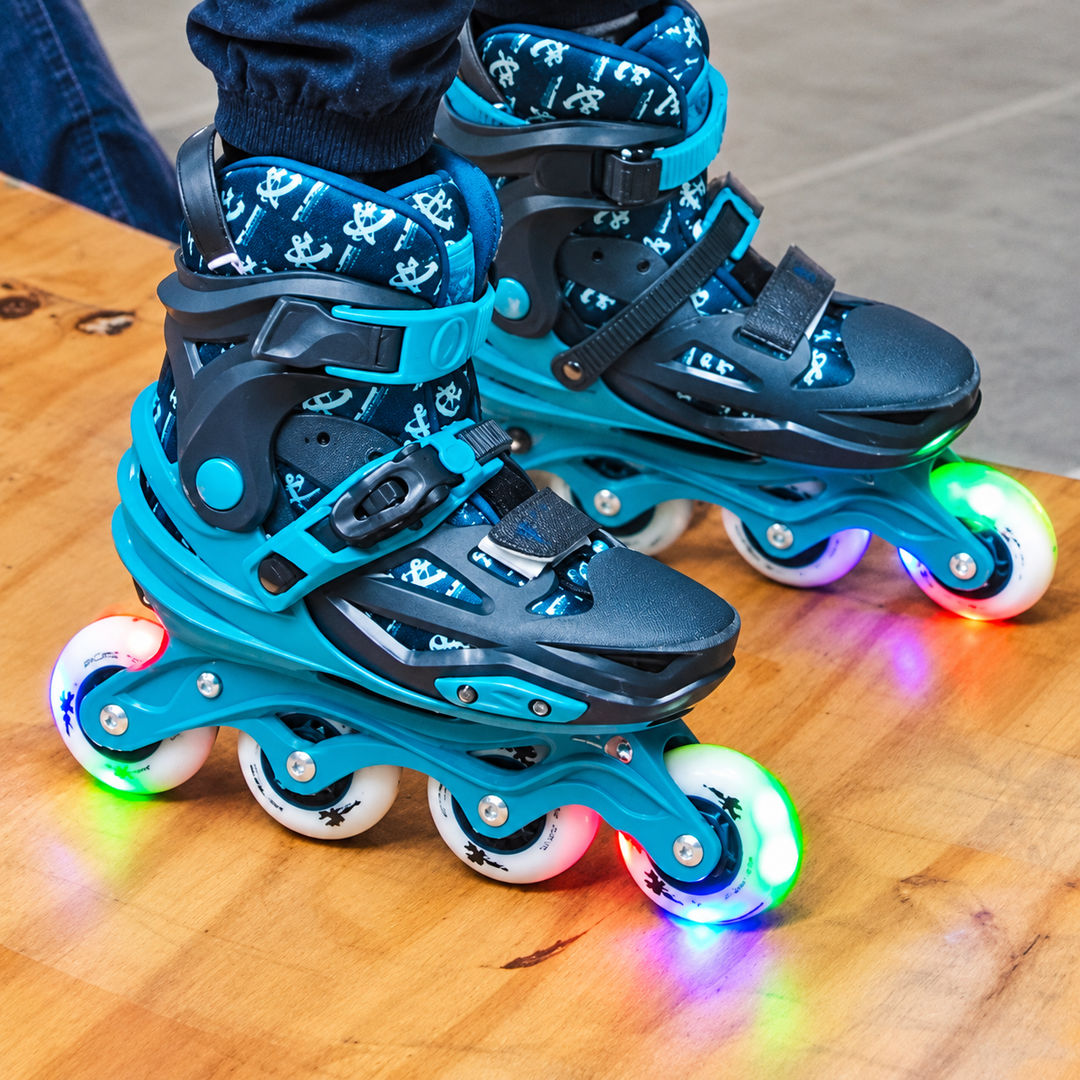 Patins Infantil X-light Azul com Rodas de LED - 68/70mm ou 70/72mm ABEC-9