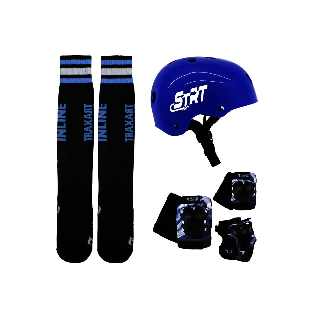 Kit Protetor + Meia Inline Azul