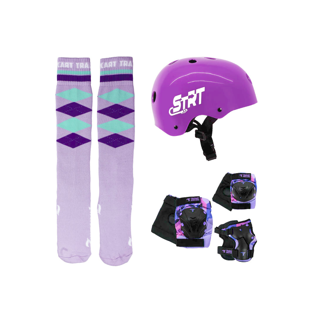 Kit Protetor + Meia Inline Roxo
