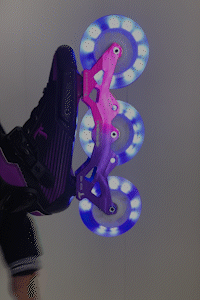 Bota Kustom Carbono Roxo + Base Orion + Rodas LED Roxa 110mm