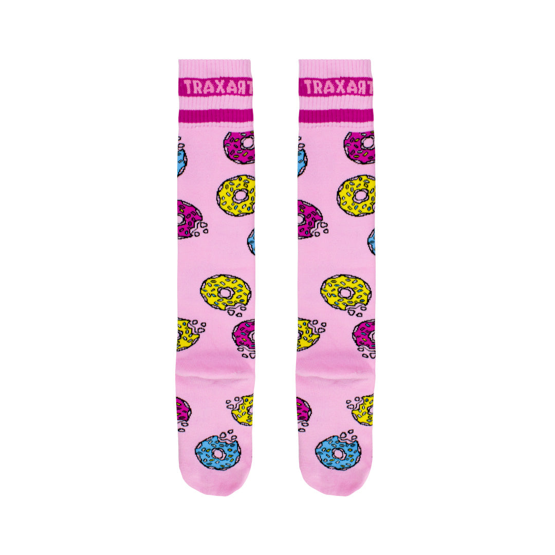 Meia Inline Desenhada Donuts Rosa GC-123