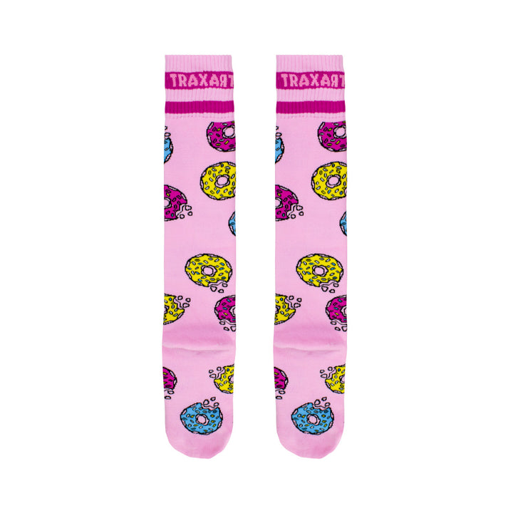 Meia Inline Desenhada Donuts Rosa GC-123