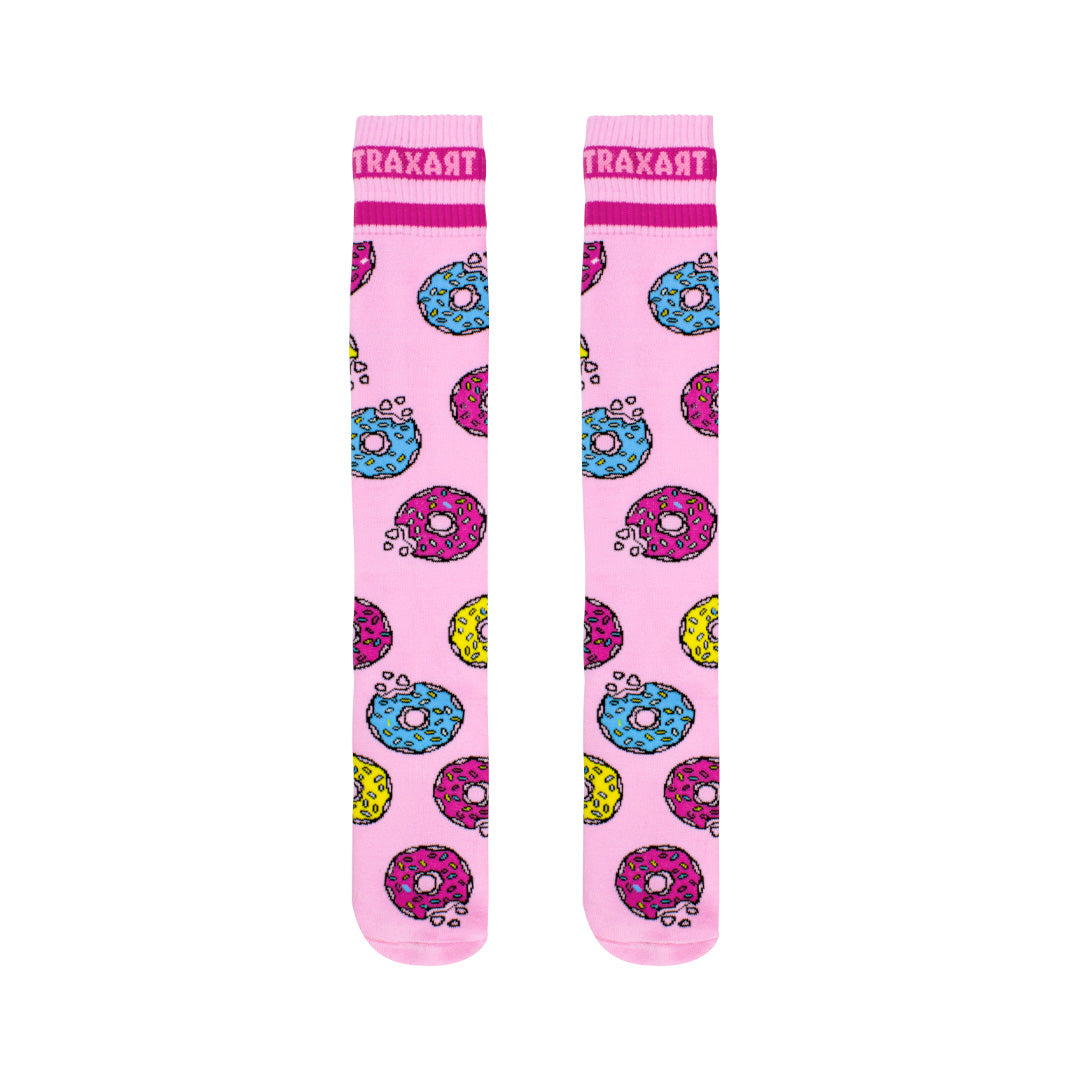 Meia Inline Desenhada Donuts Rosa GC-123