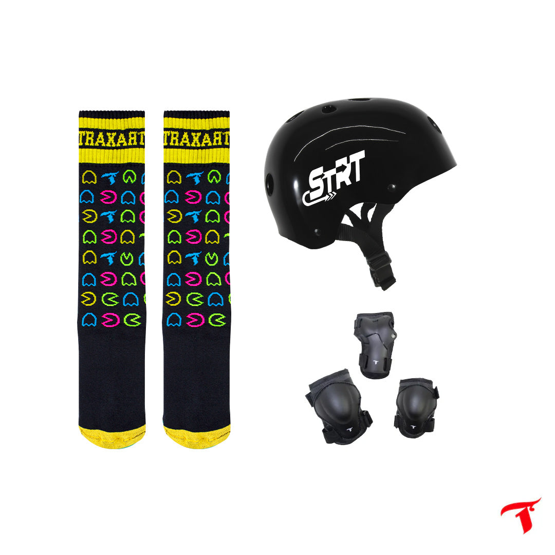 Kit Protetor Infantil + Meia Inline Pacman