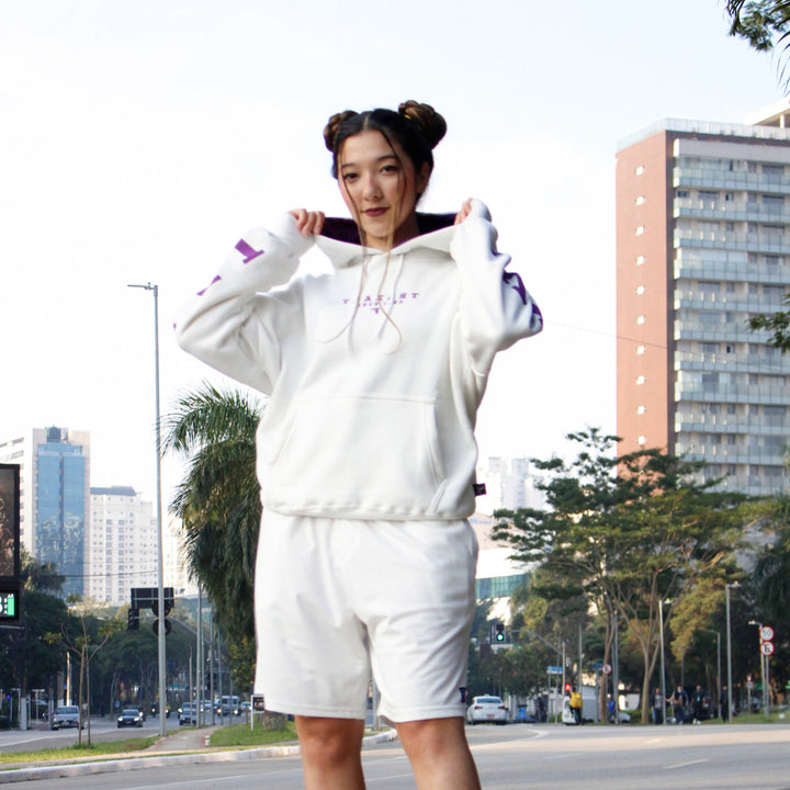 Moletom Canguru Feminino Drop Sholder Off-White GD-083