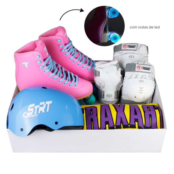 Kit Quad Foxxy Rosa com Rodas de LED Azul + (Brinde)