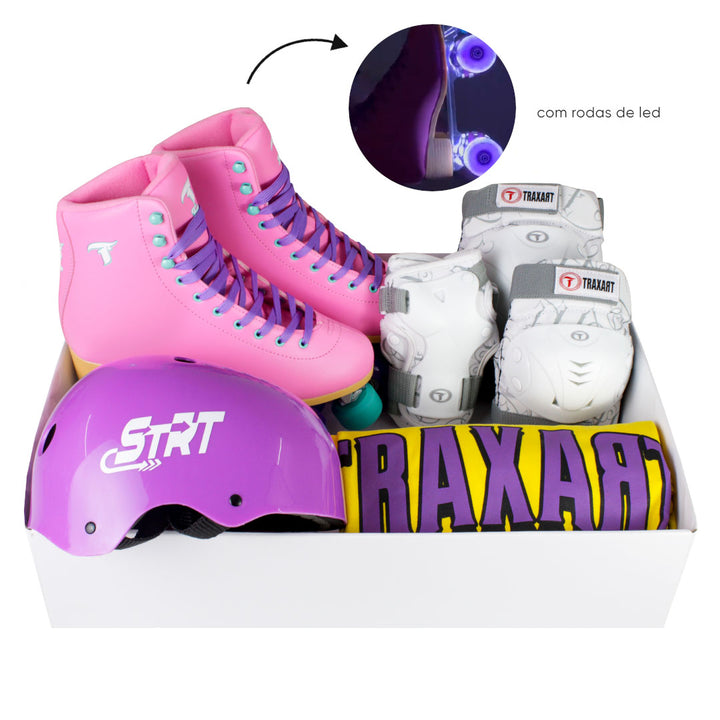 Kit Quad Foxxy Rosa com Rodas de LED Roxa + (Brinde)