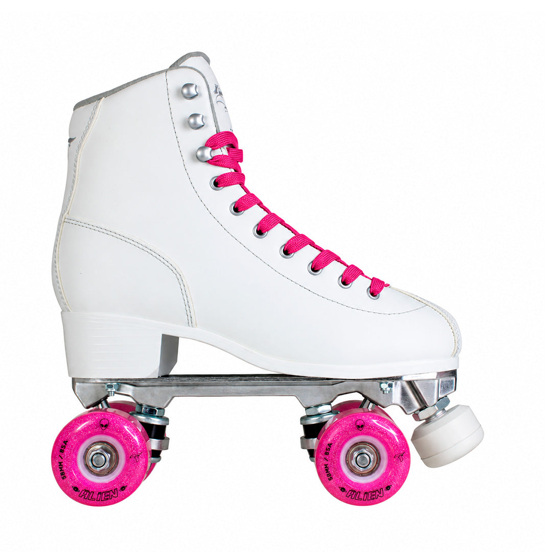 Patins Klassic Branco com Rodas de LED - Rosa