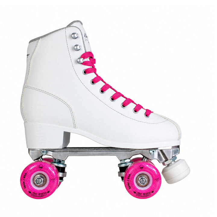 Patins Klassic Branco com Rodas de LED - Rosa
