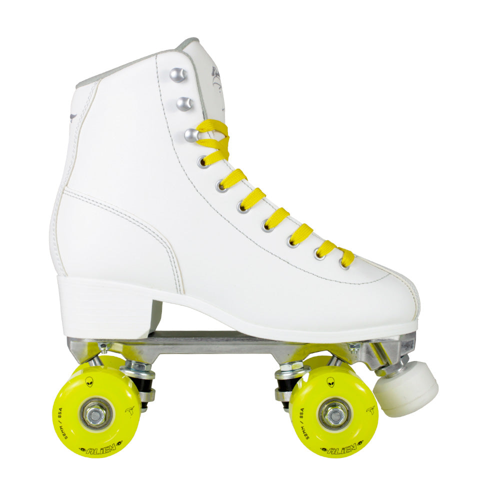 Patins Klassic Branco com Rodas de LED - Amarela