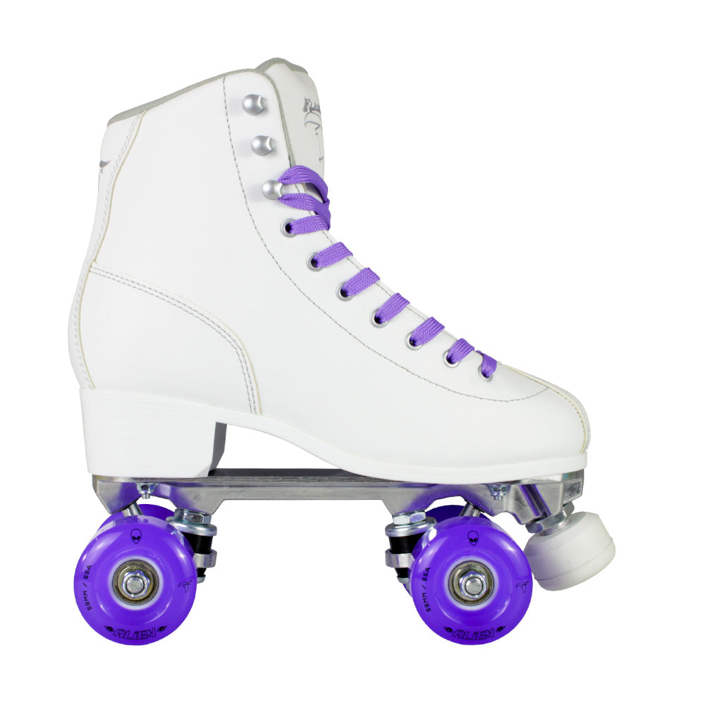 Patins Klassic Branco com Rodas de LED - Roxa